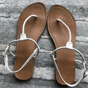 White t-strap sandals